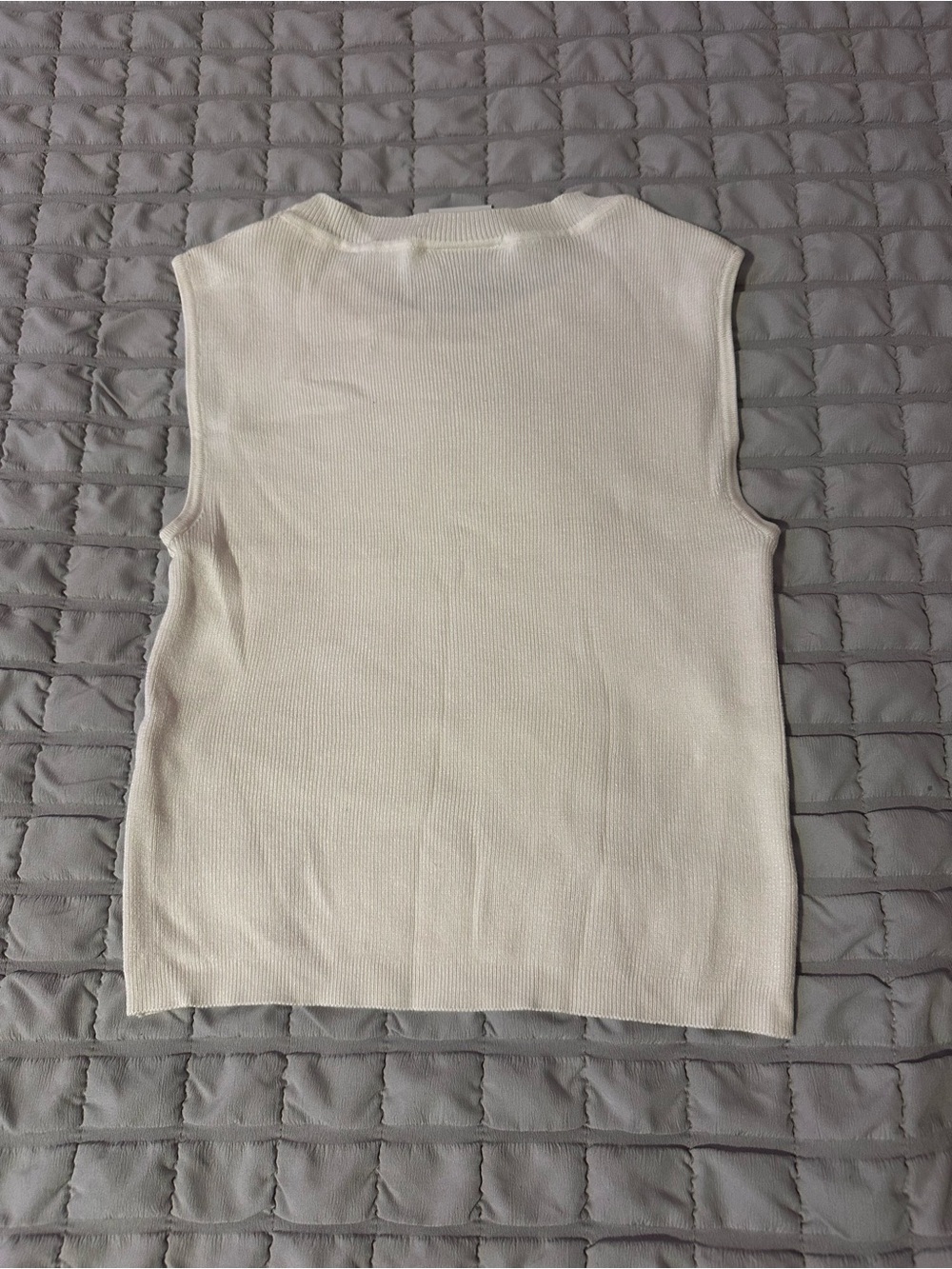 Lefties Cream Ribbed Sleeveless Tank Top - Picture 2 of 2
